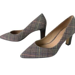 Cole Haan Grand.OS Plaid Fabric Pumps Heels – Size 9.5B – Classic Pointed Toe